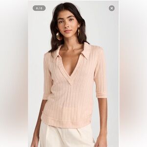 Free People we the free knit polo top size XS in peach